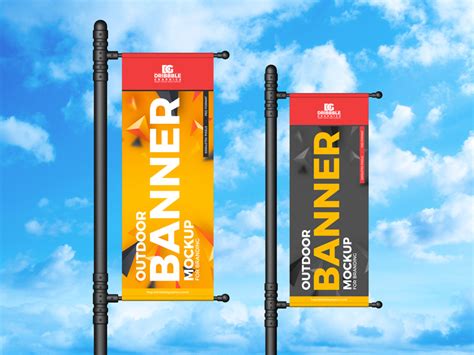 outdoor banner mockup  branding dribbble graphics pole