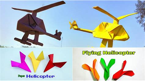 easy paper flying helicopter origami helicopter diy youtube