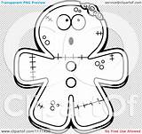 Mascot Gingerbread Zombie Surprised Outlined Coloring Clipart Cartoon Vector Thoman Cory sketch template