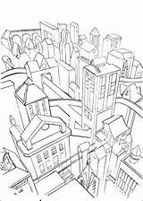 Coloring Pages Cityscape City Gotham Getcolorings Color sketch template