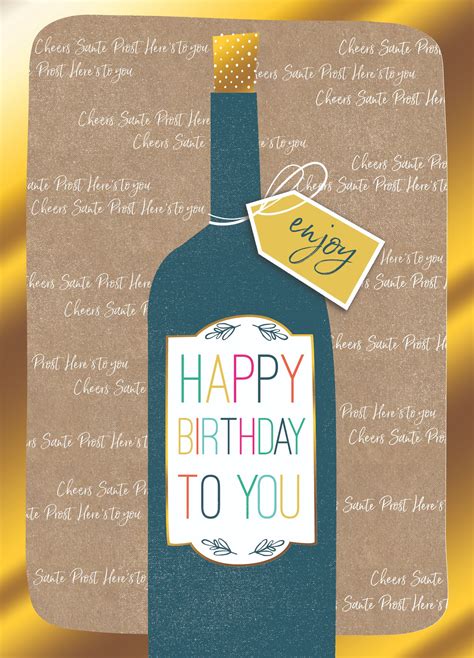 Wine Bottle Happy Birthday Greeting Card Second Nature Yours Truly
