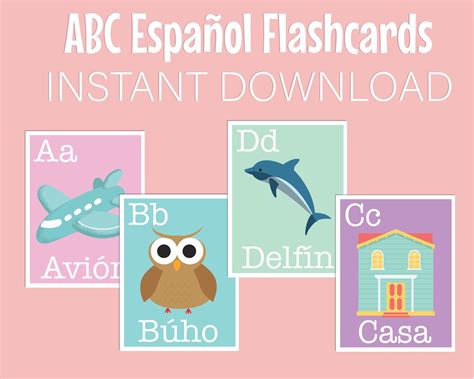 spanish flash cards  kids abc flash cards printable flash etsy