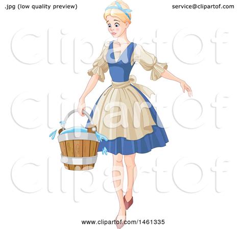 clipart of cinderella carrying a cleaning bucket royalty
