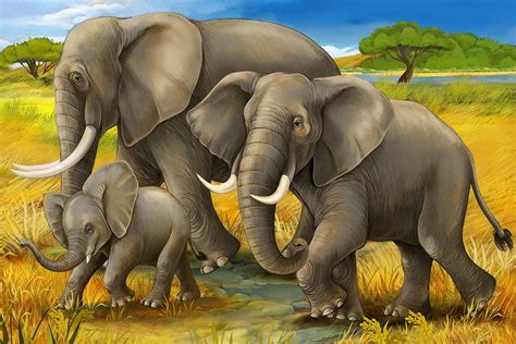 elephant family print  wallpaper