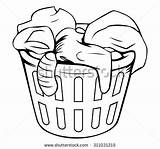 Laundry Basket Clothes Clipart Coloring Pages Cartoon Drawing Vector Clip Hamper Vectors Stock Drawings Shutterstock Washing Baskets Colouring Color Line sketch template
