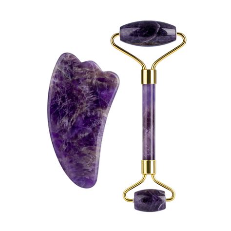 Purple Crystal Jade Roller Facial Massager Portable Face Lift Massage