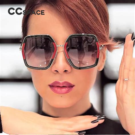 ccspace  colors big frame shiny sunglasses  women square  red