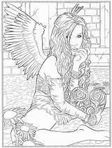 Coloring Pages Fantasy Angel Gothic Dark Choose Board sketch template