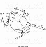 Cartoon Fat Man Skiing Vector Outlined Coloring Leishman Ron Royalty sketch template