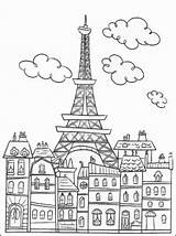 Paris Coloring Eiffel Pages Cute Adults Tower Drawing Adult Girl Kids Color Street Tour Printable Buildings Outline Print Symbol Very sketch template