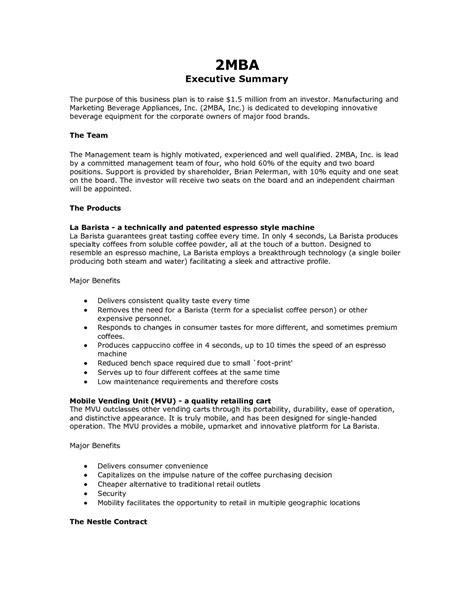 executive summary marketing plan  examples format  examples