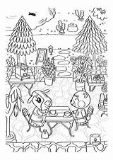Crossing Animal Coloring Pages Printable Happy Characters Wonder sketch template