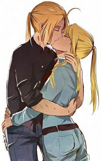 ed e winry kiss fullmetal alchemist fullmetal alchemist brotherhood anime