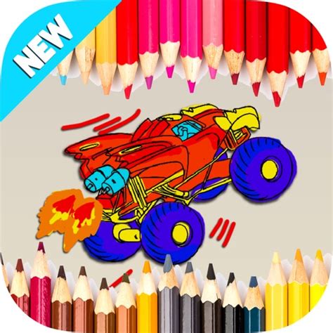 kids coloring hot monster truck  wheels  kunlapat swangchan