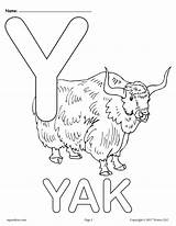 Coloring Letter Alphabet Pages Printable Supplyme Kids Versions Yak Letters Sheets Preschool Choose Board sketch template