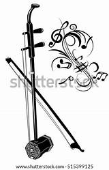 Erhu Musical Bow Violin sketch template