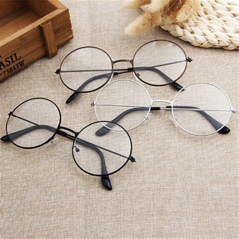 Retro Large Round Glasses Oversized Metal Frame Clear Lens Round Circle