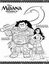 Moana Coloring Disney Maui Sheets Activity Promo sketch template