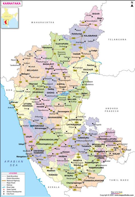 Karnataka Map State And Districts Information And Facts