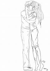 Hug Rain Lineart Amber Anime Drawings Deviantart Manga Friends Downloads sketch template