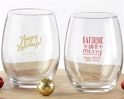 Personalized 9 Oz Stemless Wine Glass Holiday Famous Favors