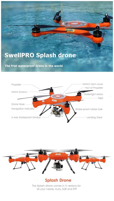 elegance swellpro waterproof splash drone  waterproof gimbal splash drone  basic drone