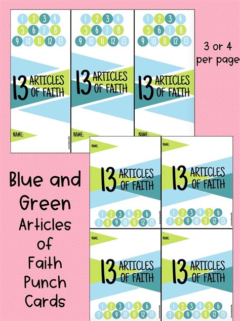 articles  faith cards  styles  sizes   punch card