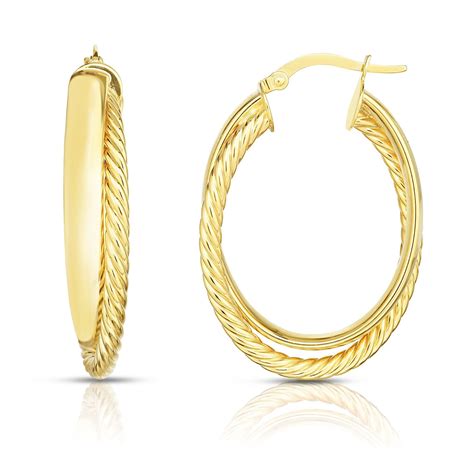 level jewelry  yellow gold multi row hoop earrings spiral
