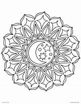 Coloring Mandala Pages Moon Colouring Star Sun Yang Printable Mandalas Yin Dreamcatcher Drawing Flower Adults Color Friendly Blossom Kid Islam sketch template