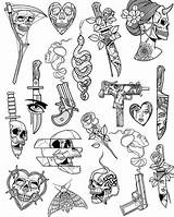 Tattoo Sketch Flash Small Drawings Tattoos Sketches Sheet Stencils Designs School Old Choose Board Blackwork Instagram Hand sketch template