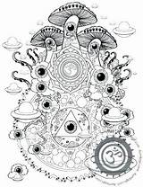 Coloring Pages Mushroom Trippy Psychedelic Adults Printable Drug Adult Drawing Shroom Mushrooms Magic Color Drawings Print Fairy Aesthetic Mandala Sheets sketch template