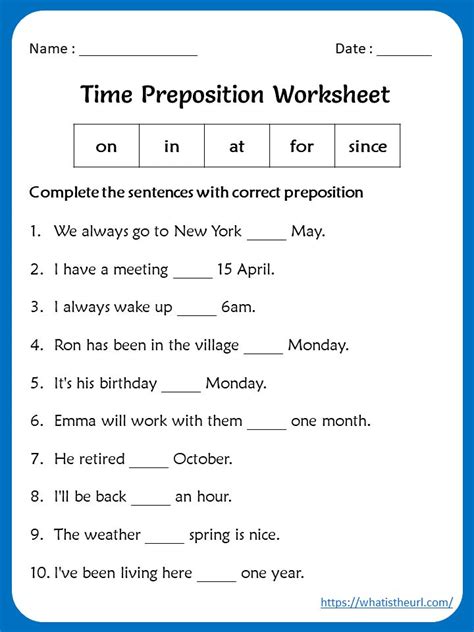prepositional phrase examples  grade preposition list
