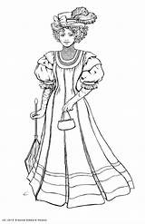 Coloring Pages Victorian Woman Colouring Fashion Printable Dress Adult Dresses Ladies Draw Color Book Women Drawing Lady Print Models Adults sketch template