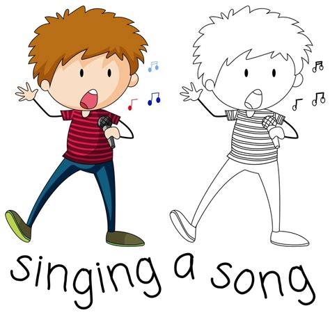 doodle singing  song  vector art  vecteezy