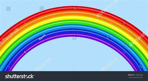 vibrant simple rainbow design   sky blue background stock photo