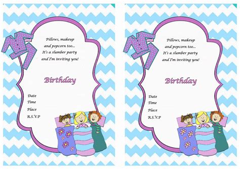 sleepover birthday invitations birthday printable