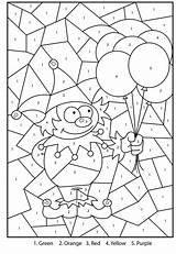 Number Color Mardi Gras Kids Printable Colour Mosaic Coloring Numbers Pages Worksheets Activities Activity Sheets Coloriage Jester Colouring Clown Magique sketch template