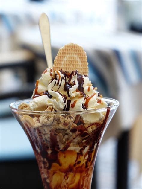 photo ice cream sundae ice dessert  image