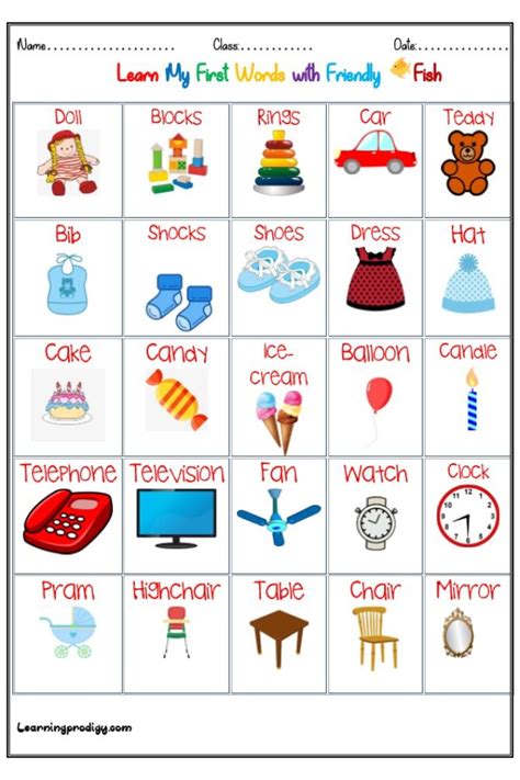 word chart words kids learning  words