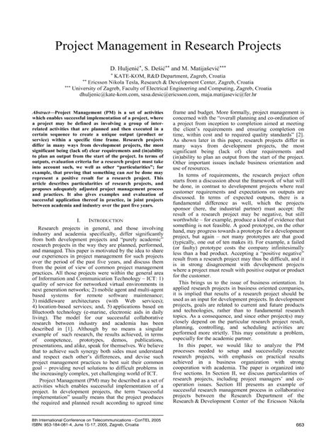 project management  research projects ieee conference publication