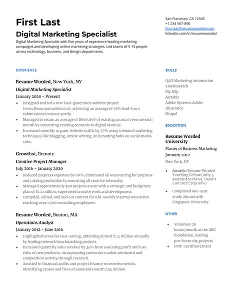 marketing manager resume examples   resume worded