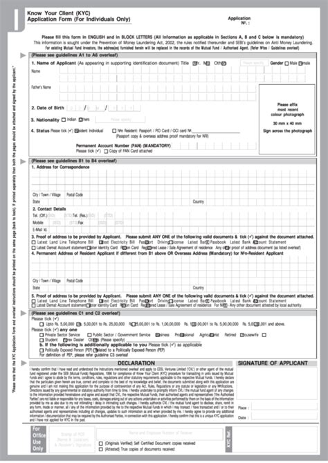 customer kyc application form printable