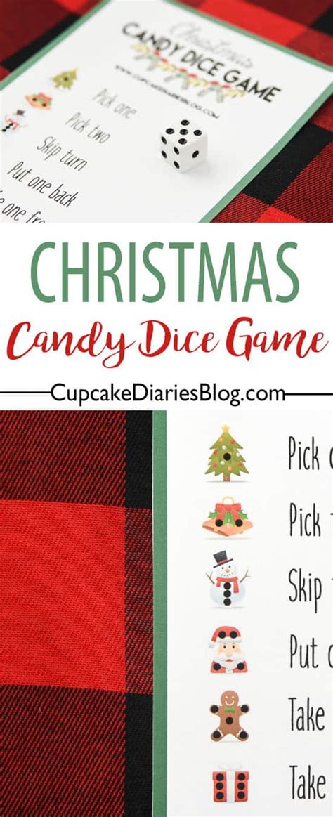 christmas candy dice game printable game  kids cupcake diaries
