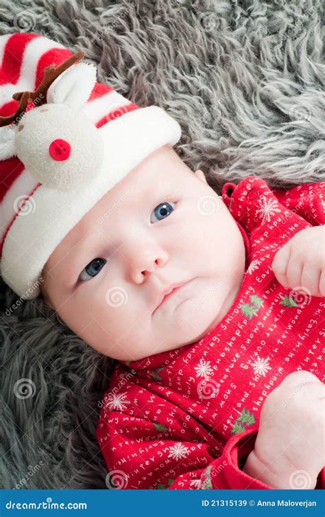 cute baby  red stock image image  lying holidays