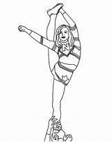 Coloring Cheerleader Pages Cheerleading Stunt Standing Cheerleaders Printable Color Girls Print Girl Cute Cheer Difficult Stunts Leg Bratz Kids Sheets sketch template