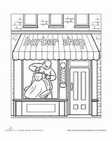 Coloring Barber Shop Pages Sheets Community Kids Places Clipart Drawing Education Helpers Occupation Town Colouring Paint Printable Preschool Books Barbershop sketch template