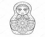 Coloring Russian Dolls Pages Matryoshka sketch template
