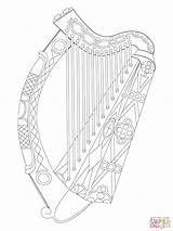 Harp Coloring Celtic Drawing Pages Irish Template Paintingvalley sketch template