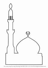 Drawing Mosque Simple Draw Kids Step Outline Template Islam Coloring Drawings Islamic Sketch Drawingtutorials101 sketch template
