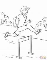 Coloring Jumping Hurdle Boy Pages Printable Drawing Athletics sketch template